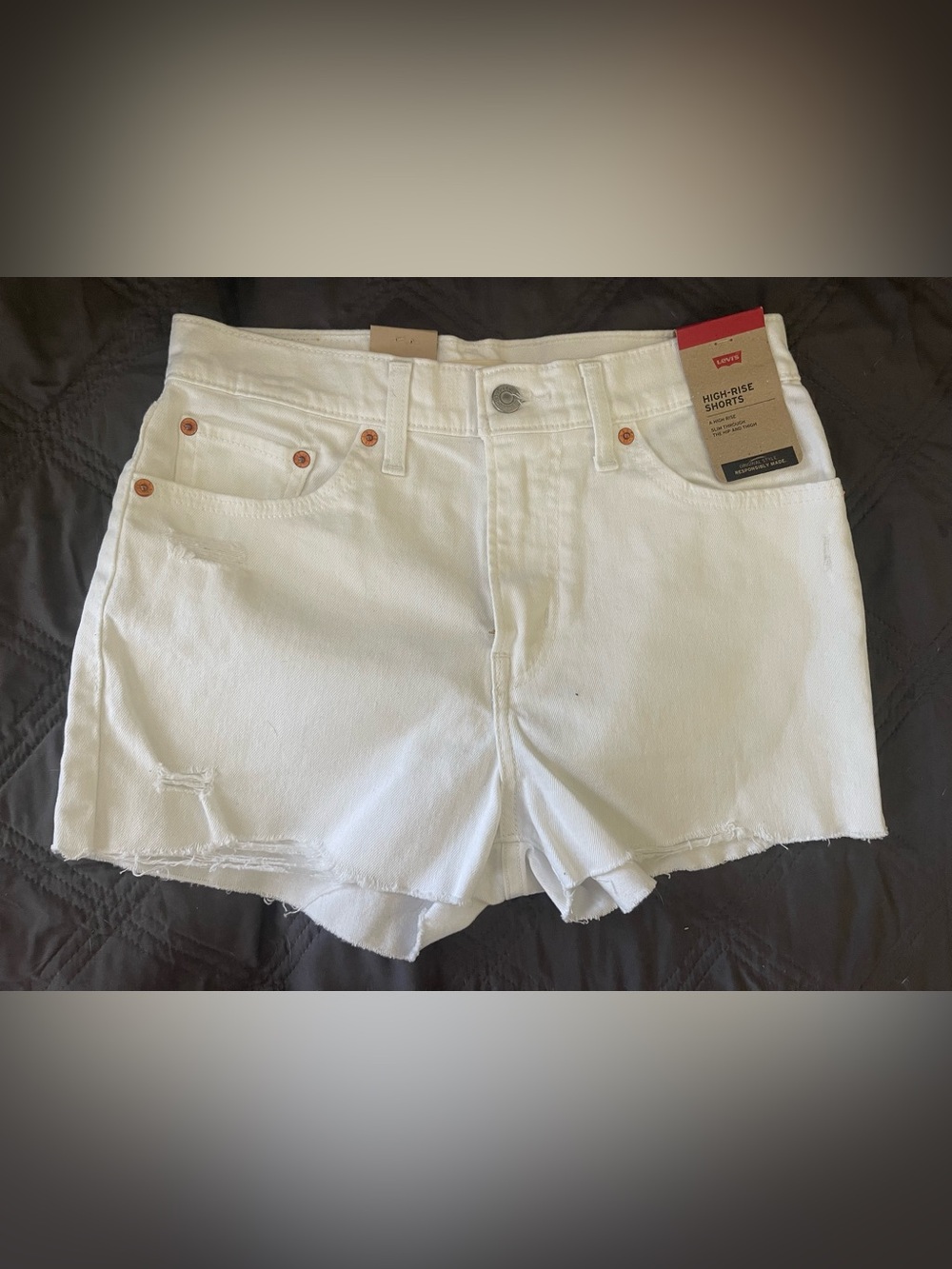 Levi's White High-Rise Cutoff Denim Shorts